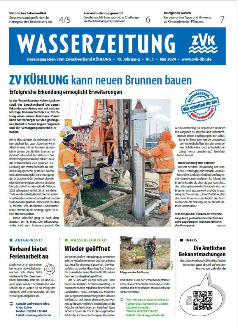 Cover Wasserzeitung 19. Jahrgang 01/2024
